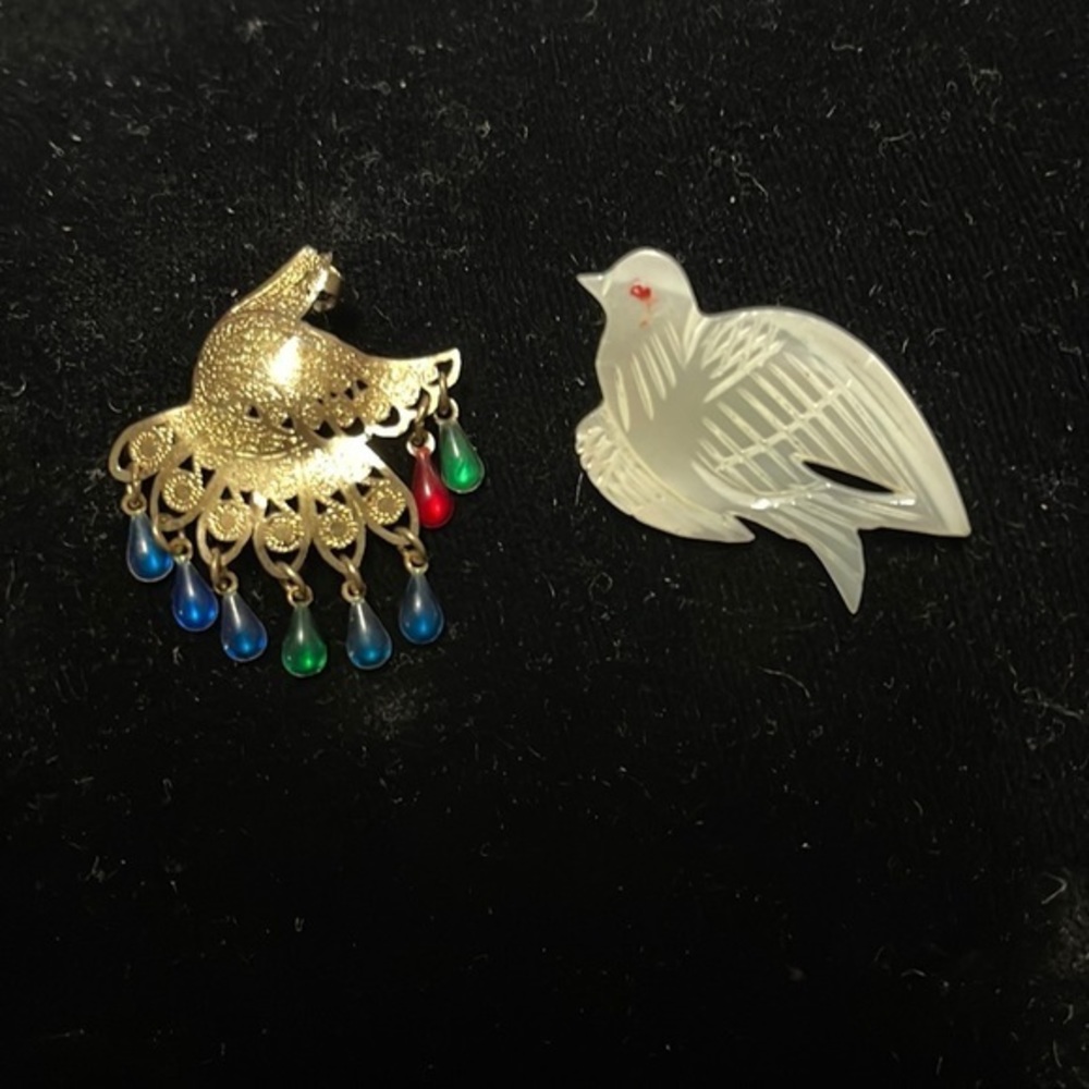 Peacock & Dove Pins/Brooches Lot